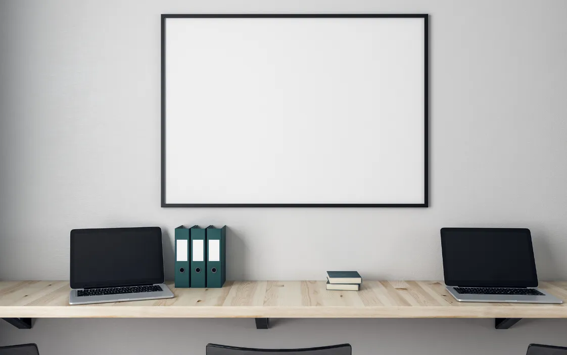 Modern dedicated home office with dual workstations and minimalist design, built for productivity in Dallas home addition project